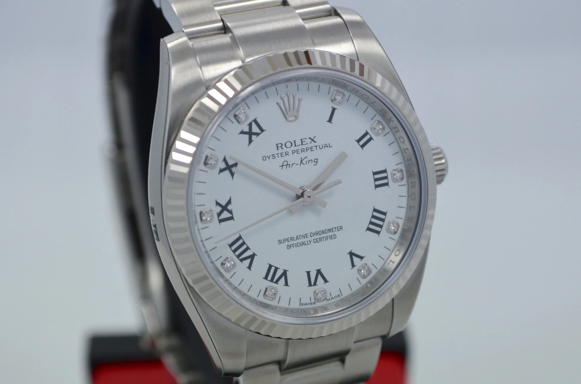 Unveiling the Timeless Elegance of the Rolex Air King Steel White Gold White Dial Diamond Watch 114234 34MM