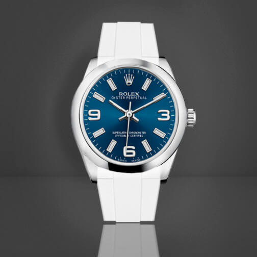 Embracing Eternity: Swiss Rolex Oyster Perpetual 40MM Blue Dial with White Rubber Strap