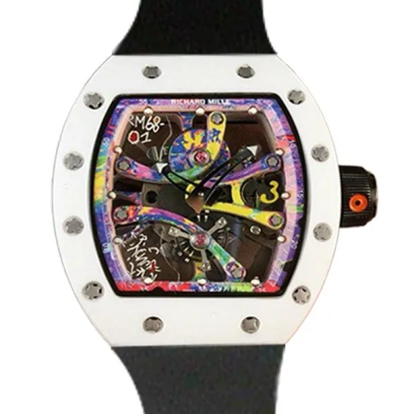 Unveiling the Exquisite Richard Mille RM68-01 Hand Wind Men Ceramics Bezel Rubber Band Transparent Dial